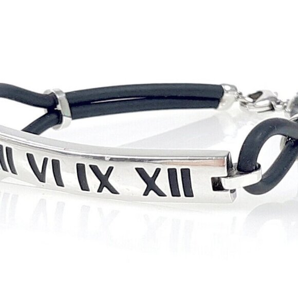 Tiffany & Co. Atlas Black Enamel Plate Rubber Surfer Bracelet 6.7